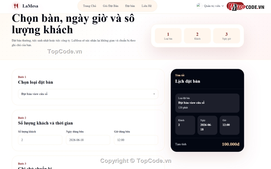 web đặt hàng,website nhà hàng,nhà hàng